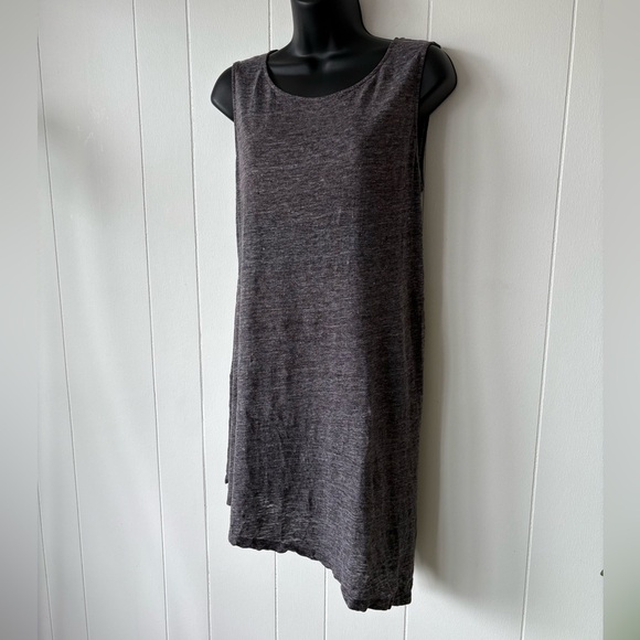 Eileen Fisher Linen Charcoal Asymmetrical Mini Dress/Tunic | Size Small - Picture 3 of 8